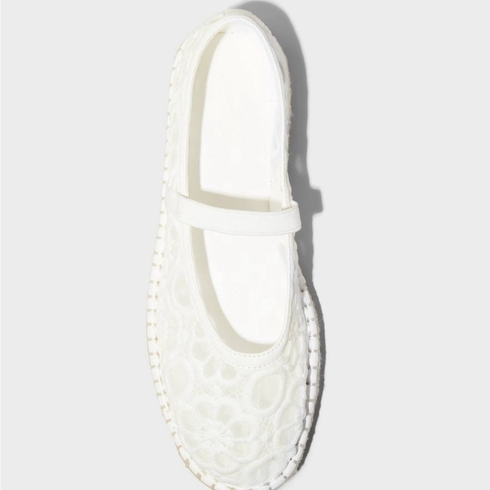 NWT Women's White Lace Espadrille Mary Jane Flats 9.5 - Picture 11 of 11